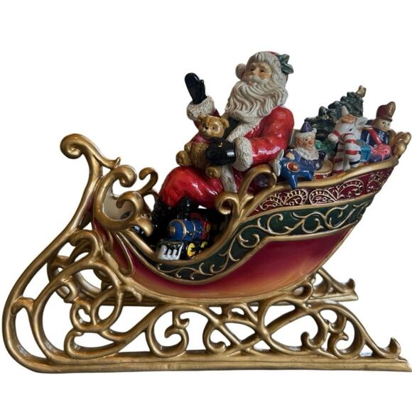 Vintage Santa and Toys in Sled Porcelain Figurine Home Interiors Christmas - Picture 2 of 7